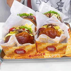 Sac en papier biodégradable écologique avec logo imprimé personnalisé pour les hamburgers, les frites, les aliments, résistant à la graisse, imperméable, sac triangulaire - Product Image 3