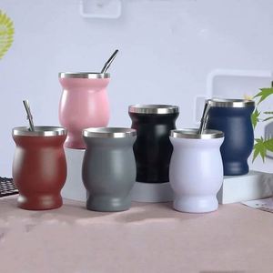 Tasse à maté argentin personnalisée de 8 oz en acier inoxydable 304 à double paroi, avec paille et cuillère, isolation thermique 0-6 heures - Product Image 4