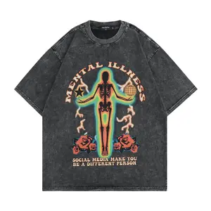 AIPA पुरुषों विंटेज फैशन धोया टी शर्ट कस्टम लोगो प्रिंट के लिए ग्राफिक 100% कपास Sweatshirt के भारी वजन टी शर्ट गर्मियों