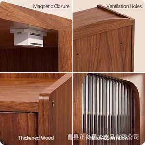 Wooden Double Door Desktop <b>Storage</b> <b>Box</b> With Magnetic Closure And Ventilation Holes For <b>Kitchen</b> Countertop Organizing - Product Image 1