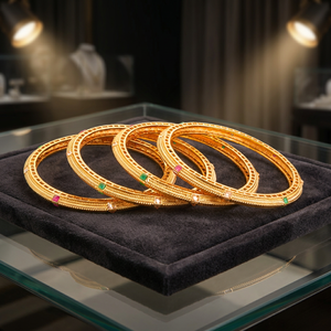 Bracelets classiques 4 pièces avec placage or, alliage de cuivre, cristal et strass Kanhai Jewels 18517 Vert rubis - Product Image 3