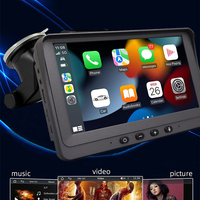 Écran tactile de tableau de bord portable 7 pouces HD avec interface CarPlay USB et Android Auto, caméra de recul pour bus, pick-up, taxi, camion, camionnette