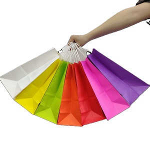 Custom Colors Luxury Shopping Bag With Handle Kraft <b>Paper</b> Multi Sizes in Stock Clothing Gift Shopping Plain Bag with No logo - Product Image 1