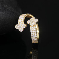 Bague Clover Iced Out entièrement pavée de moissanite VVS, en argent sterling 925 plaqué or 18 carats, pour hommes, bijoux de luxe hip-hop