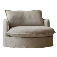 Canapé rond en lin et coton de style Wabi-Sabi, housses entièrement amovibles, tissu vintage, fauteuil individuel pour salon