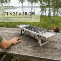 Grille à Kebab Pliante en Acier Inoxydable, Portable, Pliage Rapide, pour Barbecue Domestique et Extérieur, Hauteur 16 cm, pour Grillades