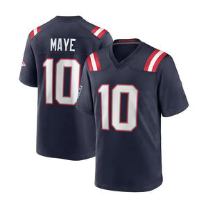 Vente en gros de maillots de football américain pour hommes, imprimés New England Patriots, respirants, 100% polyester, à manches courtes # 10 Drake Maye # 12 Tom Brady - Product Image 4