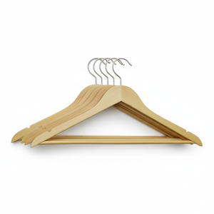 Perchas de Madera Ecológicas, Perchas de Madera para <span class=keywords><strong>Ropa</strong></span> con Gancho Plateado y Acabado Lacado para Armario - Product Image 2