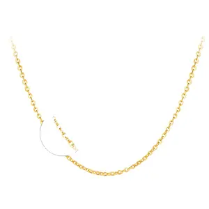 Hot Selling 14K 18K Solid Yellow Gold Cable Chain Necklace AU750 AU585 Gold Necklace Fine Jewelry Chain