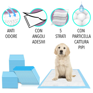 Tappetini igienici per cani 60x60 cm, 5 strati assorbenti, 90 pezzi, per l'addestramento dei cuccioli - Product Image 4