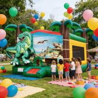 Château gonflable T-Rex Dinosaure avec toboggan, thème jungle, en PVC écologique, qualité commerciale