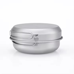 Ensemble de casseroles Keith Premium en titane - Capacité 500 ml/550 ml/680 ml, 2 casseroles, poignée pliable, légères, empilables pour l'extérieur - Product Image 4