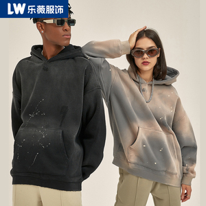 Sweat à capuche unisexe pour homme en coton lourd vintage uni respirant ample pour l'hiver - Product Image 2