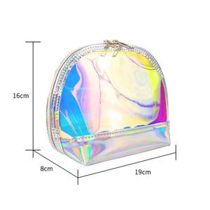Faible MOQ, nouvelle mode, trousse de maquillage transparente en laser personnalisée, sacs cosmétiques holographiques de luxe - Product Image 1