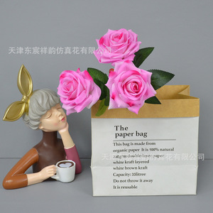 ดอกกุหลาบประดิษฐ์ Dongchen Crafts ก้านเดี่ยว สีแดงกำมะหยี่ ขนาดใหญ่ ตกแต่งบ้าน ตกแต่งงานแต่งงาน - Product Image 3