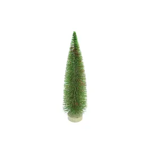 Dekorasi Natal grosir baru berkelompok manik-manik lengket pohon Natal Mini Desktop dengan lampu Led buatan