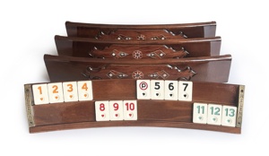 Mosaico de madera masivo elíptico hecho a mano con incrustaciones de chapa de palisandro Natural Rummi Set - Rummy Set,Okey Game Set Family Game para 4 - Product Image 3