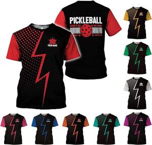 Kişiselleştirilmiş 3D siyah bayrak Jersey Pickleball Tee erkek ve kadın rahat spor Fit giyim yaz hediye kıyafetler - Product Image 6