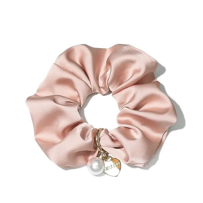 Diskon besar Aksesori Wanita Mode scrunchies elastis jumlah besar kustom scrunchies sutra murbei dengan logo