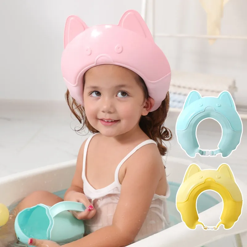 قناع استحمام الطفل بالشامبو الآمن ، قبعة حماية استحمام الطفل بالشامبو قبعة ناعمة قابلة للتعديل للأطفال الصغار