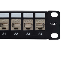 Panel de Conexiones Modular RJ45 CAT7 de 19 Pulgadas y 1U Personalizable con 24 Conectores Keystone CAT7 sin Herramientas para Sistemas de Cableado de Red
