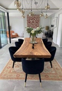 Dessus de table de forme naturelle au design unique en usine <span class=keywords><strong>Live</strong></span> <span class=keywords><strong>Edge</strong></span> Chêne Noyer Table à manger en bois massif Dalle de bois - Product Image 5