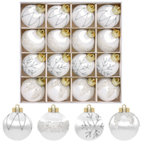 Boule de Noël transparente blanche faite à la main TANGXI de 6 cm, nouvelle boule peinte au fil de soie pour pendentif d'arbre, ornement de Noël