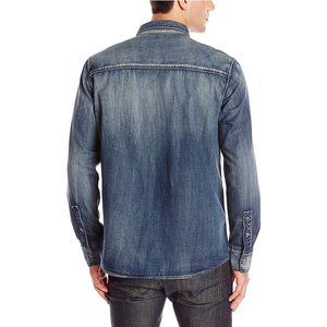 Uomini <span class=keywords><strong>Camicia</strong></span> di <span class=keywords><strong>Jeans</strong></span> Casual <span class=keywords><strong>Slim</strong></span> Fit Maglie A Manica Lunga di Autunno Del Cotone di Colore Solido Dei <span class=keywords><strong>Jeans</strong></span> Camicie - Product Image 5