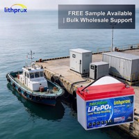 Batterie marine au lithium LiFePO4 24V 300AH Grade 6000+ à décharge profonde avec BMS intelligent RS485, borne M8, CE RoHS IP67, durée de vie de 10 ans
