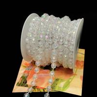 Guirlande de perles facettées en cristal de terre 10M, transparente AB irisée, pour décoration de sapin de Noël, arche de mariage, toile de fond, fournitures DIY