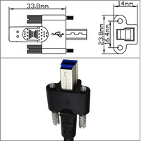 Cable de impresora USB 3.0 B macho a B hembra con tornillos de bloqueo para escáner de computadora