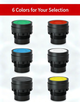 Tombol Sakelar Fungsi Reset Otomatis Start/Stop Fungsi Latching Kepala Datar Sementara Tombol Tekan Normal Terbuka Catu Daya 22mm