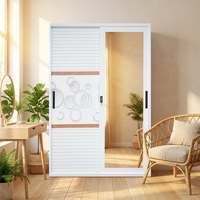 Armoire moderne en acier avec porte coulissante et miroir, meuble de rangement pour chambre à coucher