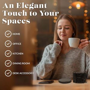 Sous-verres en ardoise personnalisables avec logo gravé, cadeau promotionnel, tapis de tasse sur mesure - Product Image 3