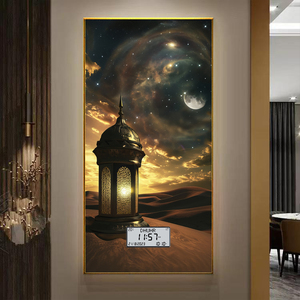 นาฬิกาแขวนผนังทรงสี่เหลี่ยมผืนผ้าพร้อมเวลาสวดมนต์ของชาวมุสลิมตั้งเสียง makka athan ทำให้นึกถึงกรอบอลูมิเนียมนาฬิกา Azan สไตล์โมเดิร์น - Product Image 4