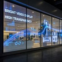 Écran LED transparent haute transparence pour vitrine de salle d'exposition d'entreprise, mur en verre, affichage LED sur verre