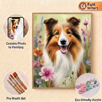 SONGWOOART Série de chiens encadrés, 3 animaux, kits de peinture à l'huile sur toile par numéros pour débutants, décoration d'intérieur, avec pinceaux