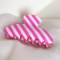 Pince à cheveux en PVC de haute qualité, couleur bonbon, avec motif rayé classique et simple, style rétro coréen, pince requin pour filles au quotidien