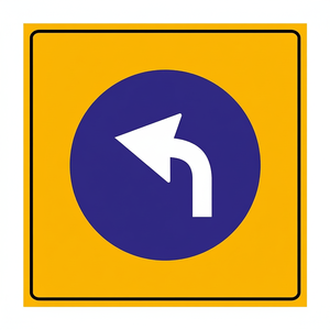 Reflective 90x90 cm <b>Roadway</b> Mandatory Left Turn Sign-<b>Safety</b> Caution Warning Signage - Product Image 2
