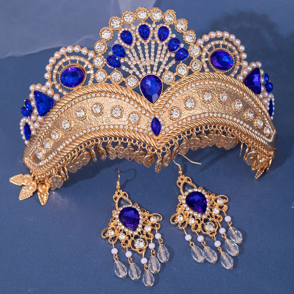 Baroque Crystal Crown Tiara  Earring Luxury Rhinestone Bridal Jewelry BEAUMONT Everyday Tiara ™ – 14k Gold Plated Brass Swarovski  main image 2