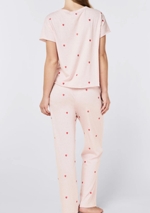Pyjamas personnalisés en direct d'usine, imprimé cœur, vêtements de détente, ensemble de pyjamas pour femmes, vêtements de maison doux, nuisettes respirantes, vêtements de nuit pour femmes - Product Image 3