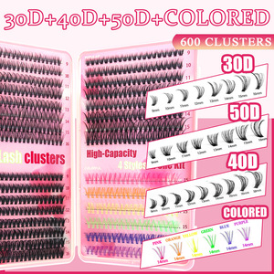 Kit de cils en grappe individuels colorés et segmentés grande capacité, cils bouclés Duvy, faux cils complets pour maquillage des yeux DIY - Product Image 2