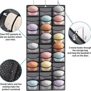 D5142 Sac <span class=keywords><strong>de</strong></span> rangement mural pour porte, poche transparente pour placard, support pour chapeaux <span class=keywords><strong>de</strong></span> sport, organisateur suspendu pour casquettes <span class=keywords><strong>de</strong></span> baseball - Product Image 3