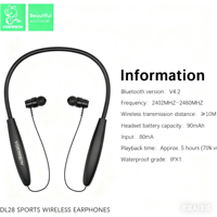 Headphone nirkabel elektronik Earphone olahraga Neckband Headset Handsfree earbud dengan Mic Neckband