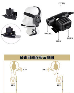 Wosport Headset <span class=keywords><strong>Interphone</strong></span> WalkieTalkie Mobile Phone U94 PTT K plug adapter <span class=keywords><strong>Compatible</strong></span> pour: radio baofeng - Product Image 3