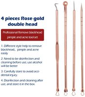 Kit d'aiguilles pour points noirs en or rose, pour le visage et les mains, extracteur d'acné, outil de suppression