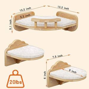 ไม้เนื้อแข็ง DIY ติดผนังโครงรังนกสำหรับแมวปีนเขาของเล่นบันไดสำหรับเตียงสัตว์เลี้ยง - Product Image 1