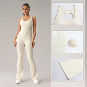 Body Deportivo Casual sin Mangas con Cuello en U para Gimnasio y Fitness para Mujer, Jumpsuit de Yoga de una Pieza con Espalda Descubierta y Pierna Acampanada - Product Image 2