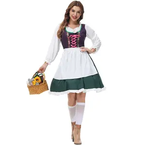 Nuevo estilo verde Alemania bávaro tradicional Dirndl disfraz niñas cerveza Festival Oktoberfest vestido Oktoberfest trajes para mujeres