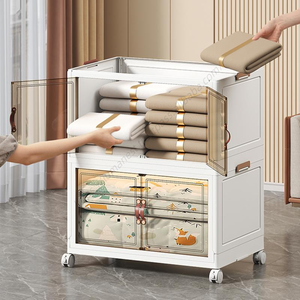 Boîtes de rangement pliables en plastique Proins en gros avec roulettes et poignée, idéales pour la chambre, la cuisine et la salle de bain - Product Image 3